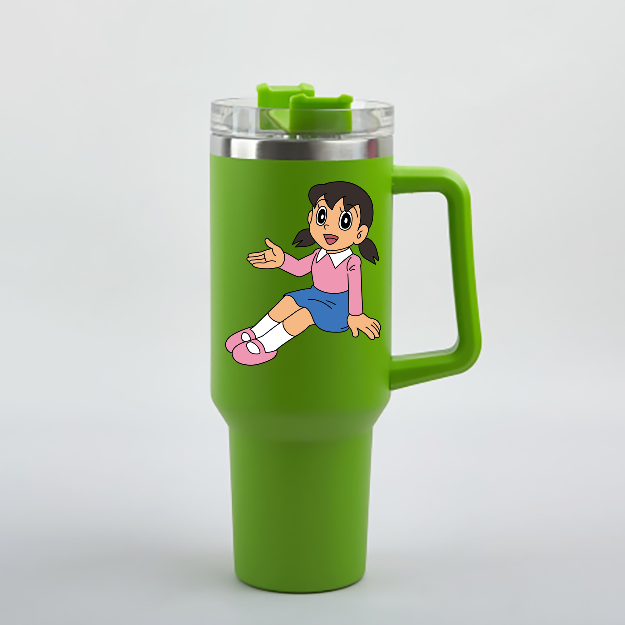（画像用） ドラえもん みなもと しずか Doraemon Shizuka Minamoto 1200mL車用タンブラー - クリスタルステッカー（プラスチックストロー付き）